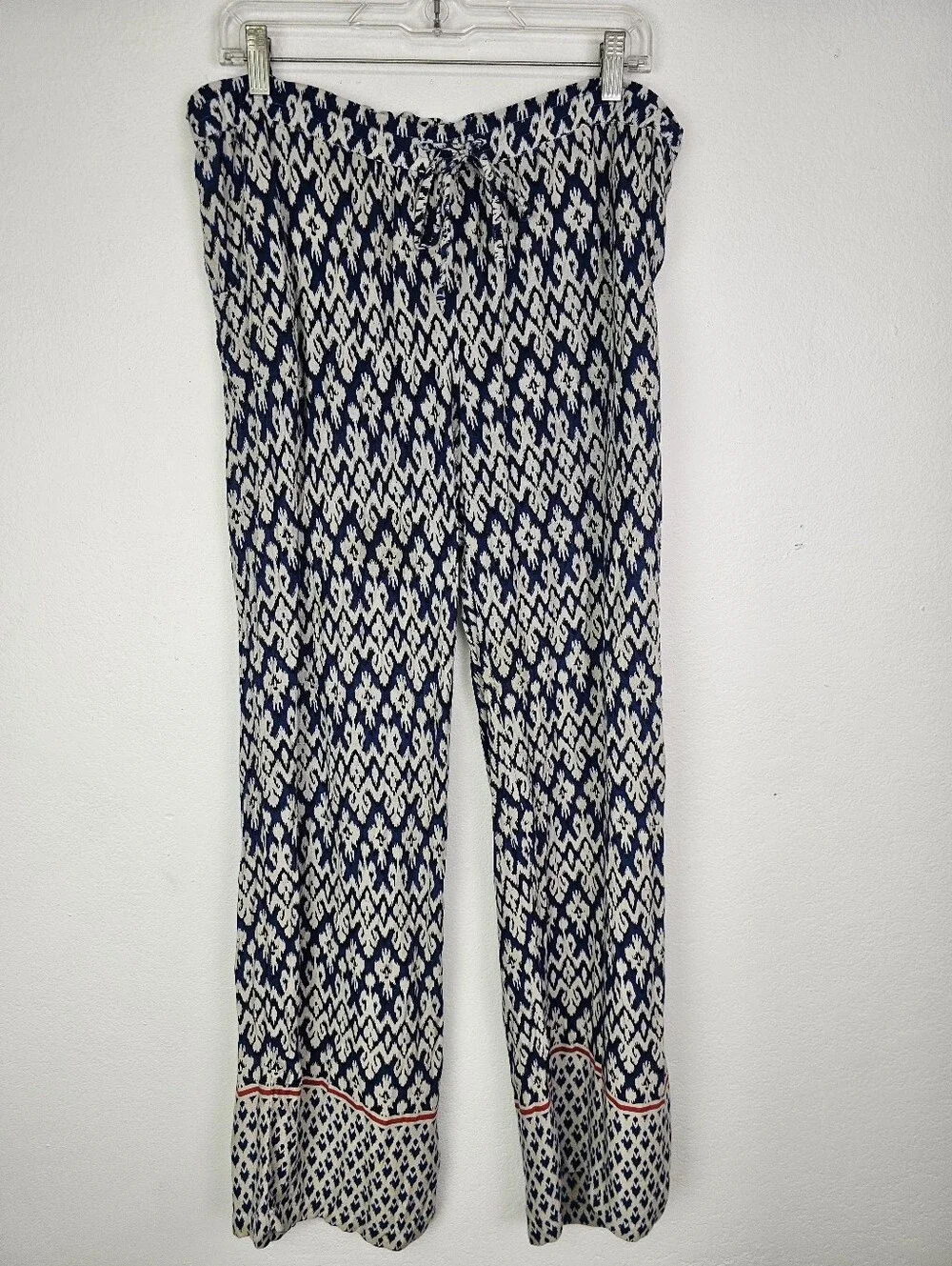 beachlunchlounge Swim Cover Up Pants Blue Cream Ikat Print Sz L Beach Pool Boho